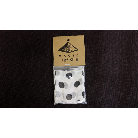 Silk 12 inch (White with Black Polka Dots) by Pyramid Gold Magic wwww.magiedirecte.com