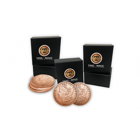 Copper Morgan Expanded Shell plus 4 four Regular Coins (Gimmicks and Online Instructions) by Tango Magic - Trick wwww.magiedirec