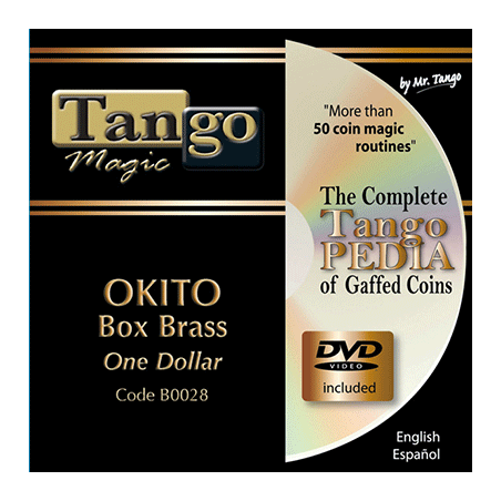 Okito Coin Box (BRASS w/DVD)(B0028) One Dollar by Tango Magic - Trick wwww.magiedirecte.com