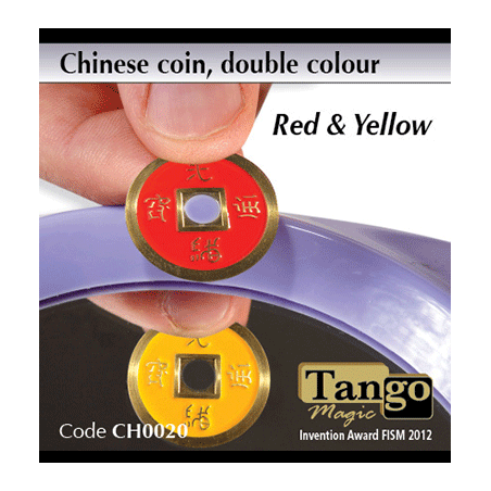 Chinese Coin (CH0020) Red & Yellow by Tango Magic - Tricks wwww.magiedirecte.com