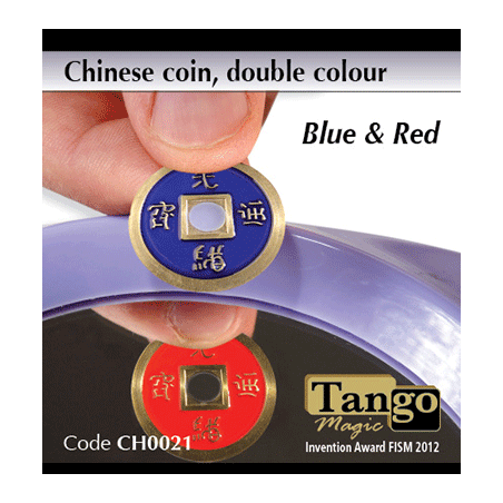 Chinese Coin (CH0021) Blue & Red by Tango Magic - Tricks wwww.magiedirecte.com
