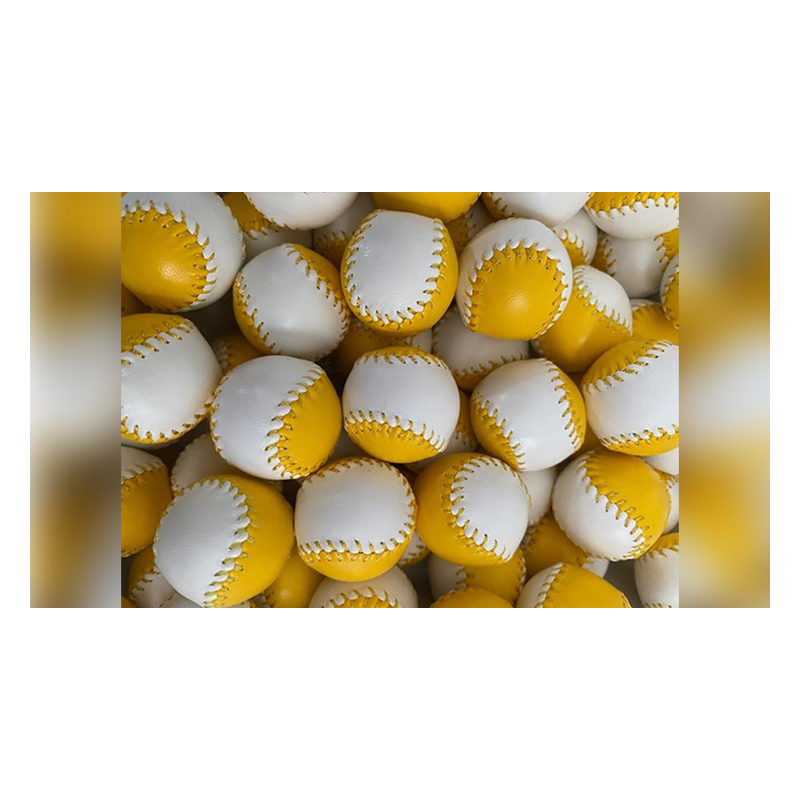 SET OF  4 LEATHER BALLS FOR CUPS AND BALLS - (Jaune et Blanc) wwww.magiedirecte.com