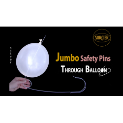Jumbo Safety Pins Through Balloon Silver by Sorcier Magic wwww.magiedirecte.com