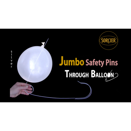 JUMBO SAFETY PINS THROUGH BALLOON SILVER wwww.magiedirecte.com