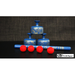 Indian Street Cups with Wand (Hand painted blue) by Mr. Magic - Trick wwww.magiedirecte.com