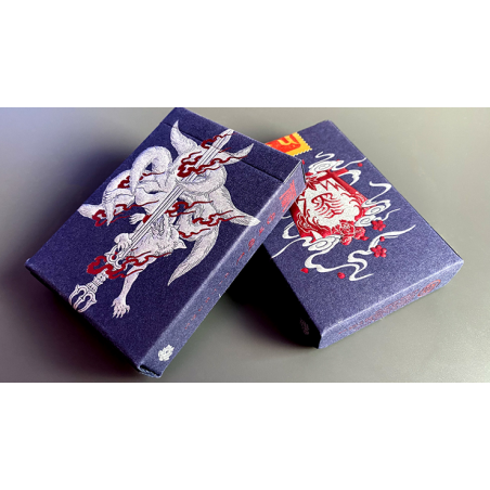 Sumi Kitsune Myth Maker (Blue/Red Craft Letterpressed Tuck) Playing Cards by Card Experiment wwww.magiedirecte.com