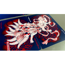 Sumi Kitsune Myth Maker (Blue/Red Craft Letterpressed Tuck) - Card Experiment wwww.magiedirecte.com