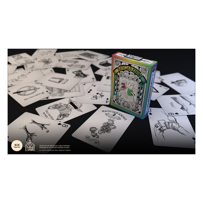 Magician Knows Playing Cards V1 (Black and White) by 808 Magic and Alan Wong wwww.magiedirecte.com