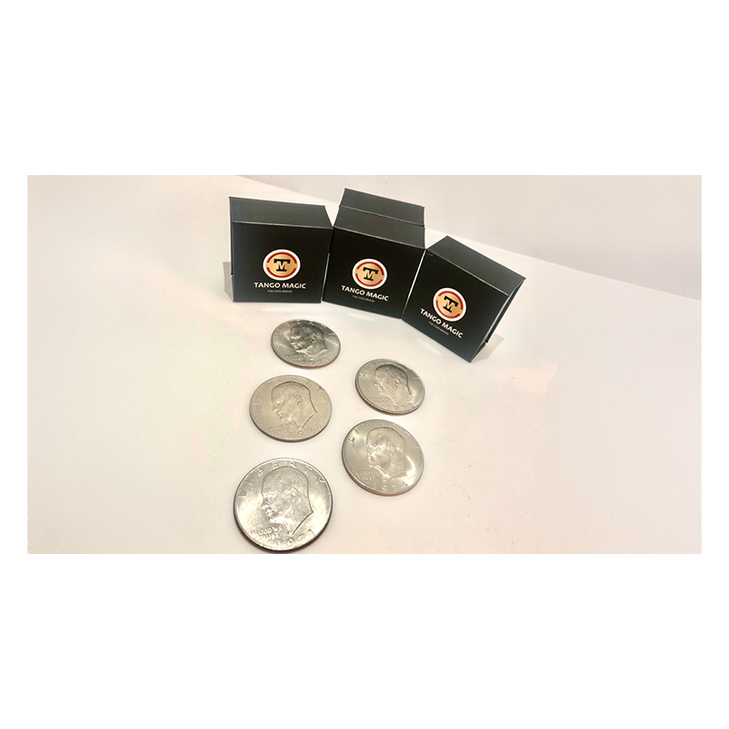 Expanded Shell Eisenhower Dollar (plus 4 Regular Coins) by Tango Magic wwww.magiedirecte.com