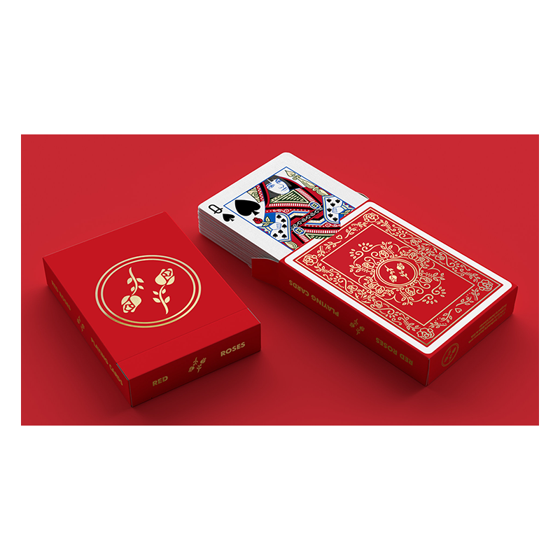 Red Roses Gold Foil Playing Cards (Fully Marked) wwww.magiedirecte.com