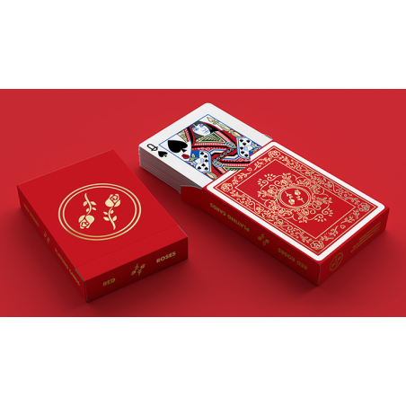 Red Roses Gold Foil Playing Cards (Fully Marked) wwww.magiedirecte.com