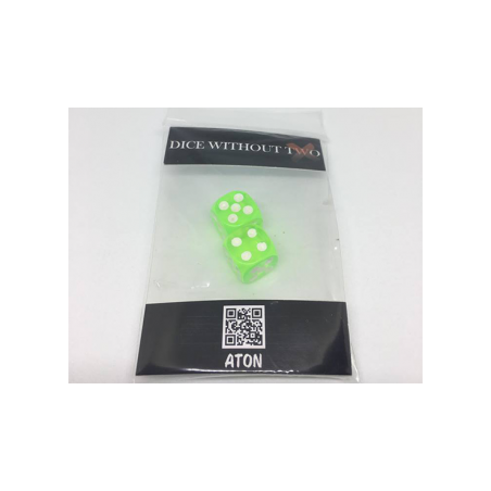 Dice Without Two CLEAR GREEN (2 Dice Set) by Nahuel Olivera Magic and Aton Games - Trick wwww.magiedirecte.com