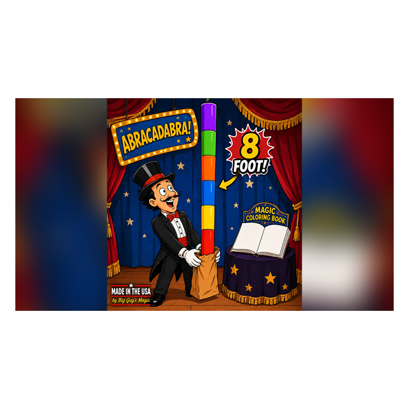 8 Foot Appearing Multi-Color Pole by Big Guy's Magic - Coloring Book Kicker Finale