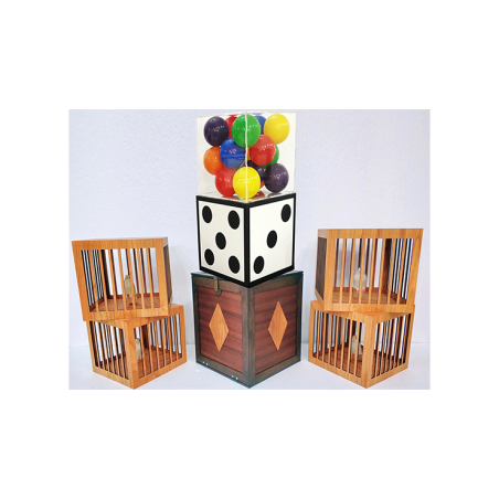 Transformation of Dice to Crystal Cube then to 4 Cages (Wooden) by Tora Magic - Trick wwww.magiedirecte.com