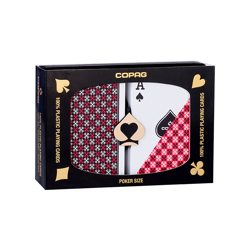Jeux de Cartes - Jeu de Cartes COPAG MASTER PLASTIC POKER SIZE REGULAR INDEX  Noir/Rouge 2 jeux - MAGIE DIRECTE